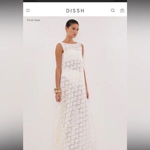 DISSH Elegant White Lace Maxi Dress